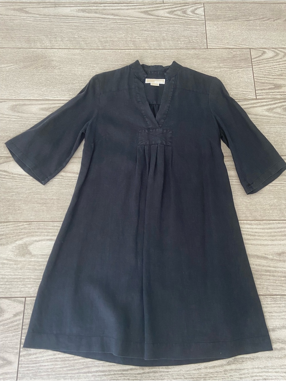 Michael Kors Linen Black Miini V-Neck A-Line Dress/ Cover up. Size: XS.